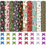 Feuille de papier d'emballage cadeau, 20 feuilles papier emballage cadeau nol dcoration, 20 l'arc noeuds, ...