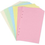 Feuilles de remplissage a5 pour classeurs a 6 anneaux - 50 feuilles, 100 pages, 100 g / m, couleurs assorties ...