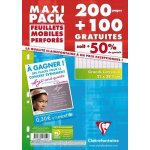 Feuillets mobiles seyes - 17551c - grand carreaux - paquet de 200 + 100 gratuit