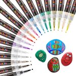Feutre acrylique, 18 couleurs marqueur peinture acrylique stylo peinture pour pierre, bois, textile, ...
