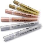 Feutre acrylique dor� et argent� et rose dor�, marqueur acrylique pointe large 2 - 3mm, 6 stylos de peinture ...