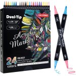 Feutre acrylique, acrylique peinture stylo 24 couleurs, marqueur peinture acrylique pour verre bois toile ...