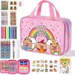 Feutres coloriage enfants, 73 pcs capybara malette dessin sac avec parfum�s marqueur, livre de coloriage, ...