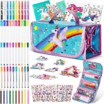 Feutres coloriage enfants, trousse de papeterie licorne avec marqueurs a parfum partiel de fruit, anniversaire ...