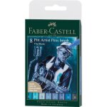 Feutres - faber - castell - pitt artist pen - tons bleus - the blues - etui de 8 feutres