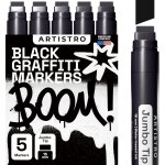 Feutres noirs pour peinture sur roche, pierre, cramique, verre, bois, pneu, tissu, mtal, toile. set ...