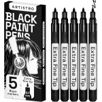 Feutres noirs pour peinture sur roche, pierre, cramique, verre, bois, pneu, tissu, mtal, toile. set ...