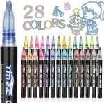 Feutres paillettes, cadeau fille 4 - 12 ans, 28 couleurs stylo paillette marqueur magique pour anniversaire, ...