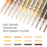 Feutres de peinture, lot de 12 couleurs de peau, 0. 7mm / 2mm, peinture sur roches, toile, carrelage, ...