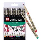 Feutre pigma brush pointe pinceau set 9 couleurs