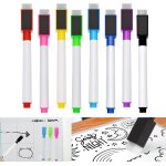 Feutres tableau blanc 8 couleurs magntiques pour marqueurs effacable avec gomme, a faible odeur pointe ...