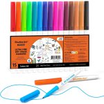 Feutre tableau blanc effaable pointe ultra fine, 15 couleurs feutre ardoise effaable avec effaeur, ...