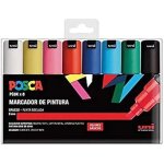 Feutres uni posca set pc 8k basic - pack de 8 - pointe de 6 a 8 mm - opaque - marque uni - ball
