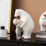 Figurine ours polaire en r�sine, sculpture nordique, fille kawaii, 1 pi�ce, pour d�cor de maison, accessoires ...