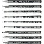 Fineliner lot de 9 marqueurs a pointe fine avec 8 lignes larges et 1 pinceau (noir)
