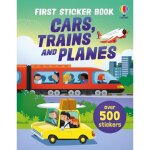 First sticker book cars, trains and planes livre