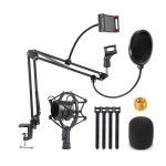 Flche de microphone, bras de ciseaux de suspension rglable avec support de tlphone portable, pour ...