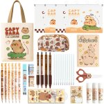 Fournitures scolaires papeterie capybara avec sac fourre - tout en toile, pochettes de classement - carnet, ...