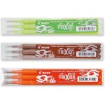 Frixion lot de 9 recharges pour stylo a bille vert clair marron orange