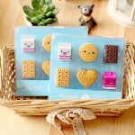 Gommes biscuits au lait en bo�te dessin anim� kawaii, 6 pi�ces / paquet, papeterie mignonne pour ecoli�res, ...