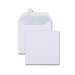 Gpv bo�te de 500 enveloppes carr�es blanches 165x165 120 g bande de protection