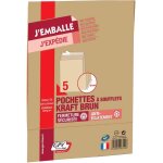 Gpv pack de 5 pochettes a soufflets, c4, 229 x 324 mm, kraft brun