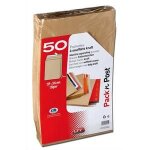 Gpv - paquet de 50 pochettes kraft brun auto - adh�sif - format c4 229x324mm soufflet 30mm 120g
