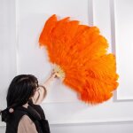 Grand eventail a main pliable en plumes d'autruche grfluffy, accessoires de spectacle sur scne, diffrents ...