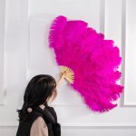 Grand eventail a main pliable en plumes d'autruche grfluffy, accessoires de spectacle sur scne, diffrents ...