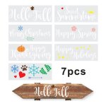 Grands pochoirs en pet ajour�s, 7 pi�ces, mod�les de d�coration de vacances, lettres