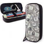 Grand porte - crayon a motif de billets am�ricains, pochette a crayons de grande capacit�, organisateur ...