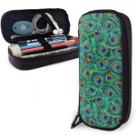 Grand sac  stylos belles plumes de paon sac  crayons vert compartiments pochette  crayons double ...