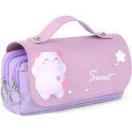 Grande trousse a crayons, trousse a crayons de grande capacit� multi - compartiments papeterie de bureau ...