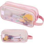 Grande trousse transparente avec 2 compartiments pour garons et filles, trousse a crayons transparente ...