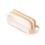 Grid mesh pencil case 2 compartiment pen bags clear handheld multifunction pencil case pour teen students ...