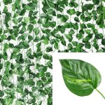 Guirxi�t� de feuilles vertes artificielles, vigne de lierre, plantes de faux cuir chevelu en rotin, guirlandes ...