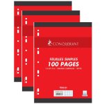 Hamelin lot de 3 feuillets mobiles 21x29, 7 cm 100 pages grands carreaux blancs 80g - sous etuis