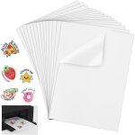 Hamiltion - 12 feuilles papier autocollant imprimante, blanc film autocollant vinyle a4 autocollant papier ...
