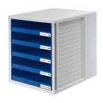 Han module de classement 5 tiroirs ouverts bleu bo�tier gris