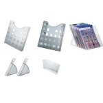 Helit support mural pour porte revue, gris transparent