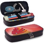 Hello cat and bear trousse a crayons en cuir durable avec fermeture eclair pour l'cole et le bureau