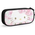 Hello kitty trousse a crayons avec fermeture eclair pour etudiants noir