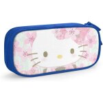 Hello kitty trousse a crayons avec fermeture eclair pour etudiants noir / bleu