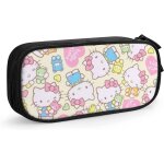 Hello kitty trousse a crayons avec fermeture eclair pour etudiants rose / noir