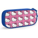 Hello kitty trousse a crayons grande capacit avec double fermeture eclair rose / bleu