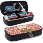 Hirola hello cartoon kitty trousse en cuir rouge avec fermeture eclair, trousse a crayons, adapte pour ...