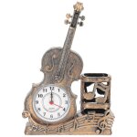 Horloge de table en forme de violon avec support de rangement ¿ horloge dcorative en plastique dor ...