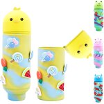 Hthed - 2 en 1 silicone poussin trousse enfant, avec 6 bijoux décorations, jaune trousses a crayons kawaii, ... Hthed - 2 en 1 silicone poussin trousse enfant, avec 6 bijoux décorations, jaune trousses a crayons kawaii, ...