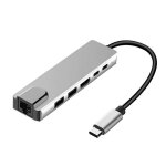 Hub 6 - en - 1 usb type - c avec sortie hdmi 4k, adaptateur multiport usb 3. 0 / 2. 0 / rj45, chargeur ...