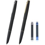Ihdih - jinhao 911 lot de 2 stylos a plume extra fine, noir mat avec garniture dore et argente, lgers ...